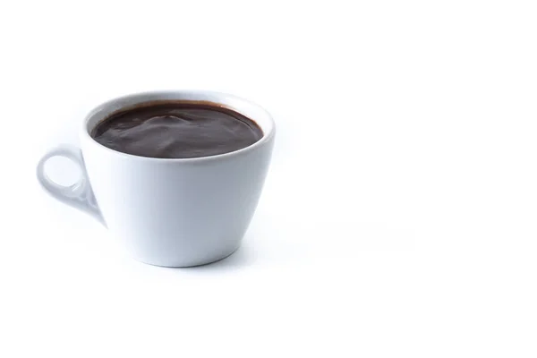 Heiße Schokolade Weißer Tasse Isoliert Auf Weißem Hintergrund Kopierraum — Stockfoto
