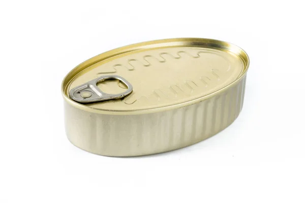 白い背景で隔離された金属缶の缶詰の食糧 — ストック写真