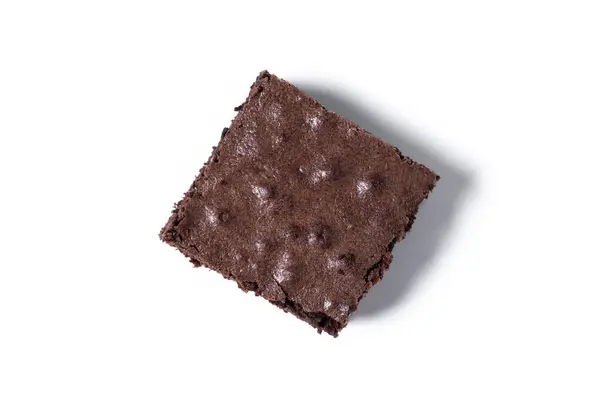 Chocolate Brownie Porção Isolada Fundo Branco Vista Superior — Fotografia de Stock
