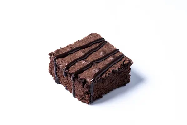 Porción Brownie Chocolate Aislado Sobre Fondo Blanco — Foto de Stock