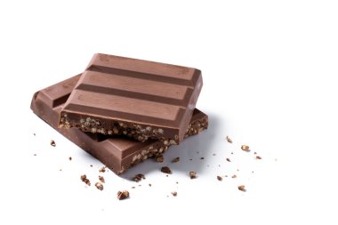 Beyaz arka planda izole edilmiş Noel için pirinç kabartmalı çikolatalı turon nugat.