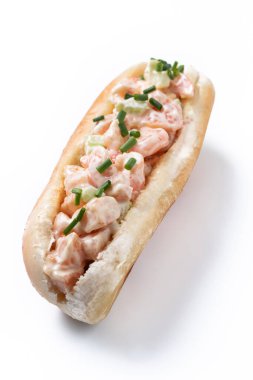 Istakoz rulosu beyaz arkaplanda izole