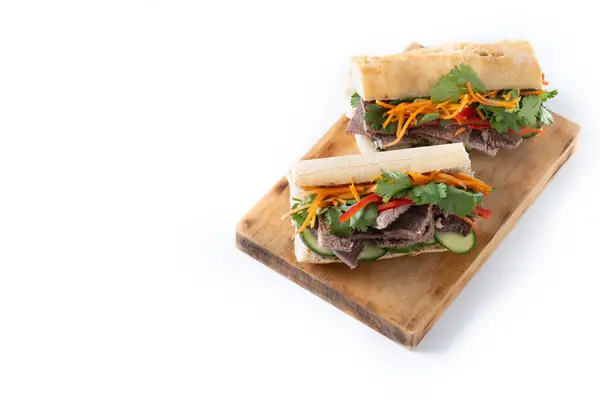 Vietnamese Banh Sandwich Geïsoleerd Witte Achtergrond Kopieerruimte Stockfoto