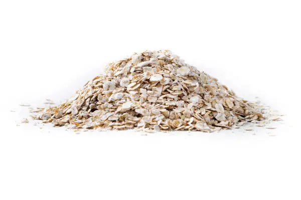 Rolled Oats Healthy Breakfast Cereal Oat Flakes Isolated White Background Стоковое Изображение