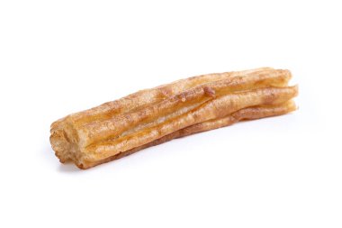 Beyaz arka planda izole edilmiş geleneksel İspanyol churro 'ları