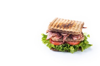 Sandwich with lettuce and tomato isolated on white background. Copy space clipart