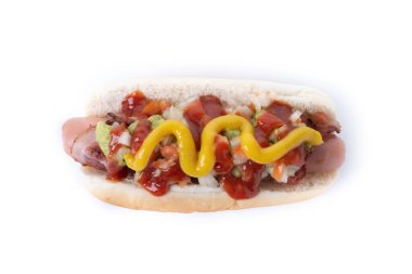 Sonoran sosislisi. Geleneksel Meksika sosislisi beyaz arka planda izole