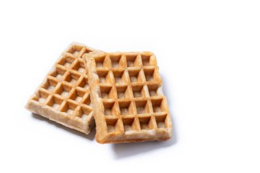 Beyaz arka planda izole Belçika Waffle 'ları. Boşluğu kopyala