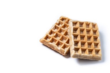 Beyaz arka planda izole Belçika Waffle 'ları. Boşluğu kopyala