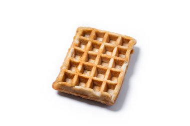 Beyaz Arkaplan, Kıtır Doku ve Kare Şeklinde Altın Kahverengi Belçika Waffle İzole