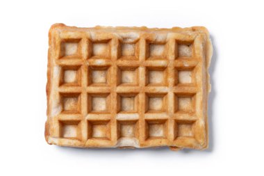 Beyaz Arkaplan, Kıtır Doku ve Kare Şeklinde Altın Kahverengi Belçika Waffle İzole