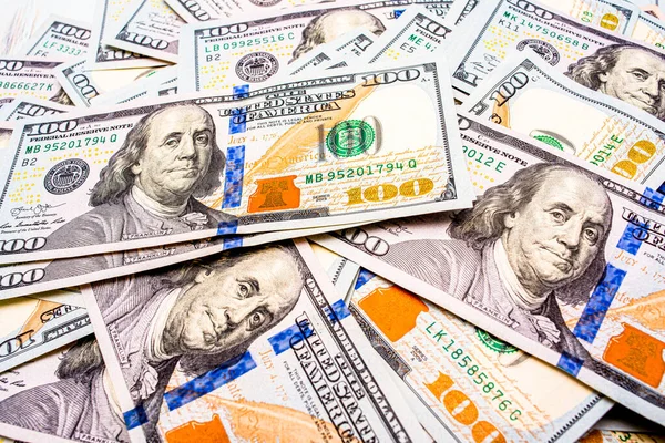 Moeda Americana Cem Notas Dólar Como Fundo Conceito Financeiro — Fotografia de Stock
