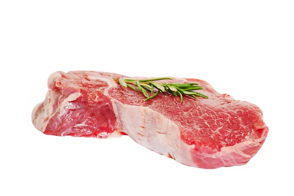 Beef Raw Fresh Steak Isolated White Cooking Meat Rosemary — Fotografie, imagine de stoc