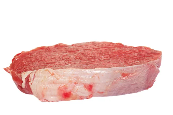 Stek Wołowy Surowy Świeży Izolat Białym Świeże Mięso Gotowanie — Zdjęcie stockowe