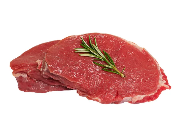 Filete Aislado Blanco Cocinar Carne Carne Fresca Res Cruda —  Fotos de Stock