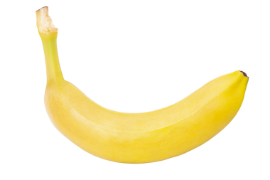 Bir muz. Sarı olgun muz izolasyonu. Sağlıklı yemek..