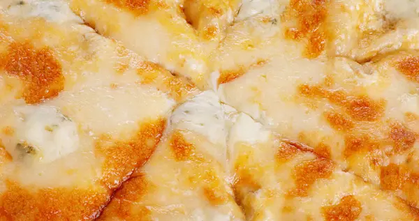 stock image Cheese pizza as a macro photo background. Food photography, pizza web size.