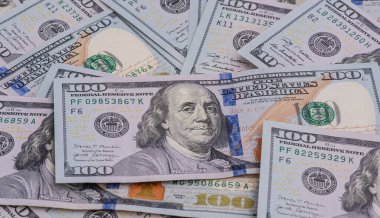 Arka plan makro fotoğrafı olarak para dolar banknotları