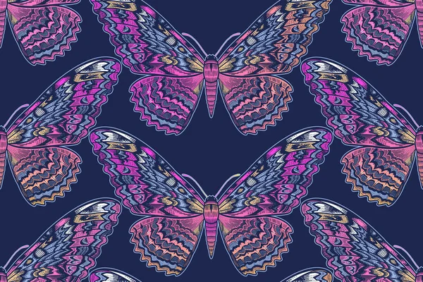 Schöne Dekorative Schmetterlinge Nahtloses Abstraktes Sommermuster Vektorillustration Mit Insekten Auf — Stockvektor