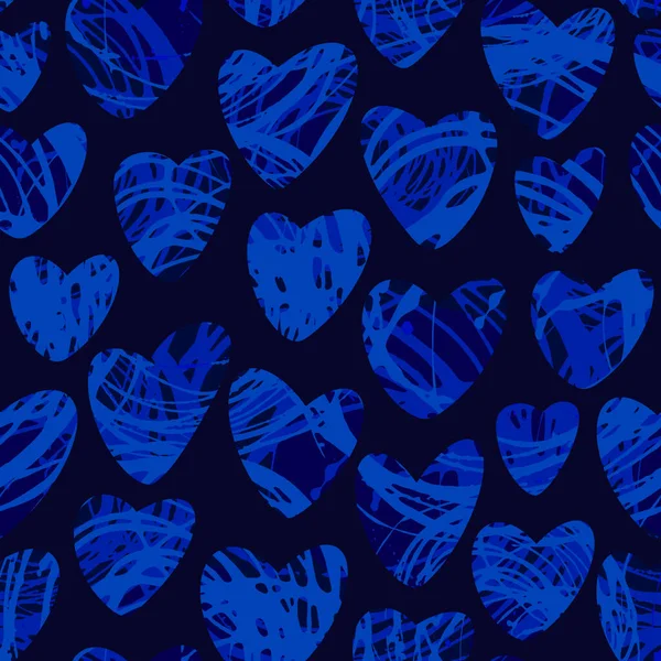 Бесшовный Шаблон Абстрактный Фон Эффект Сердца Текстуры Синий Цвет Обложка — стоковое фото