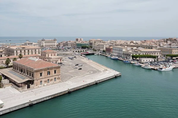 Utsikt Över Ortigia Och Den Nya Hamnen Syracuse Sicilien Italien — Stockfoto