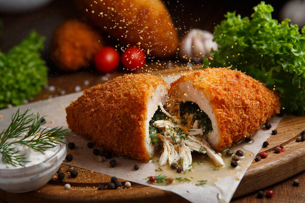 deep-fried cutlet with butter and dill