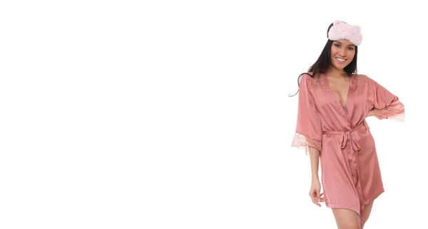 Mycket Positiv Asiatisk Kvinna Nattkläder — Stockfoto