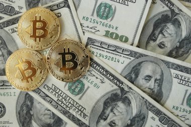 Farklı varyasyonlarda dolar ve bitcoin.