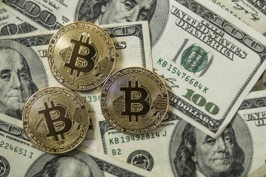 Farklı varyasyonlarda dolar ve bitcoin.