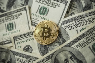 Farklı varyasyonlarda dolar ve bitcoin.
