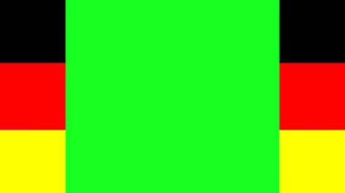 Almanya Bayrak Renkleri. Görüntü geçiş için yeşil ekran krom anahtarı üzerinde her iki tarafta yatay olarak 2D animasyon geçiş. Kusursuz döngü. 4K UHD.