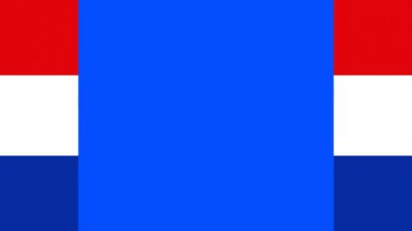 Hollanda Bayrak Renkleri. Görüntü geçişi için her iki tarafta da mavi ekran kroma üzerinde yatay olarak 2D animasyon geçiş. Kusursuz döngü. 4K UHD.