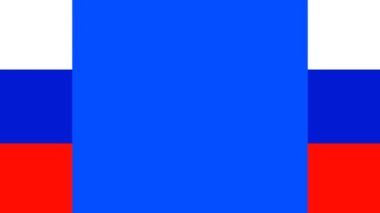 Rusya Bayrak Renkleri. Görüntü geçişi için her iki tarafta da mavi ekran kroma üzerinde yatay olarak 2D animasyon geçiş. Kusursuz döngü. 4K UHD.