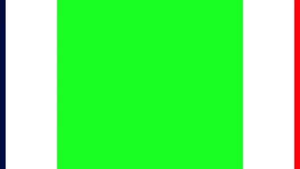フランス国旗の色 2Dビデオ遷移のための緑の画面クロマキーの両側に水平方向にアニメーション遷移 シームレスなループ Uhd — ストック動画