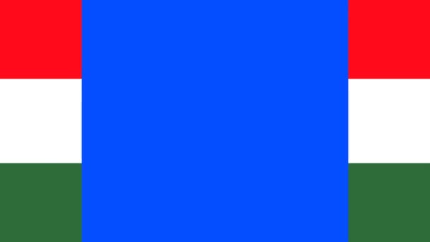 匈牙利国旗的颜色 在蓝屏彩色键上方横向向两侧的二维动画转换 用于视频转换 无缝线圈 Uhd — 图库视频影像