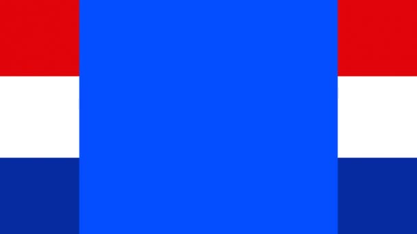 Флаг Нидерландов Animated Transfer Hontally Both Sides Blue Screen Chroma — стоковое видео
