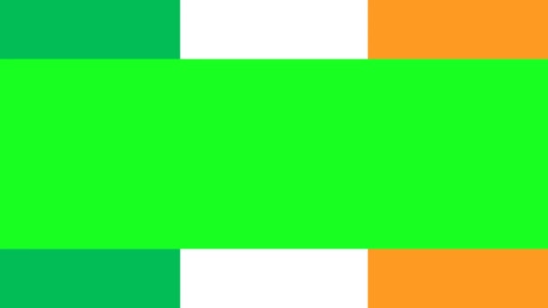 Kolory Flagi Irlandii Animowane Przejście Pionie Obu Stronach Przez Zielony — Wideo stockowe