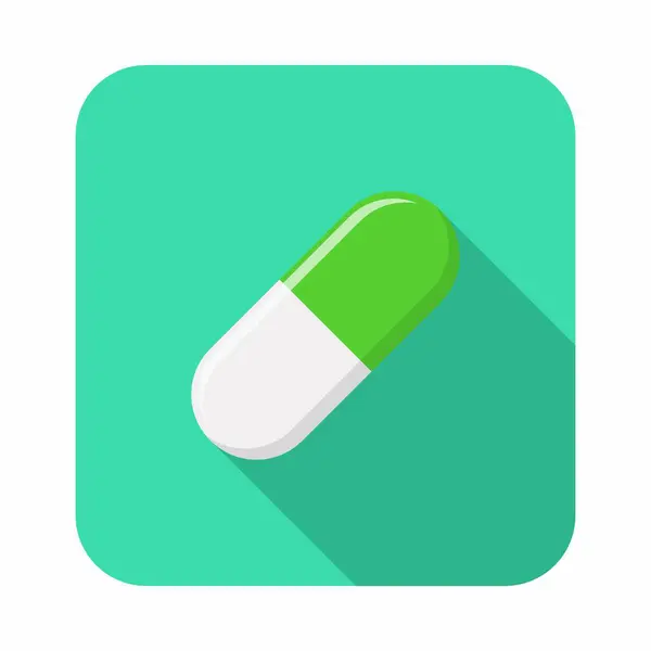 Pílula Verde Cápsula Medicina Símbolos Marca Vetorial Estilo Verde Ícone — Vetor de Stock