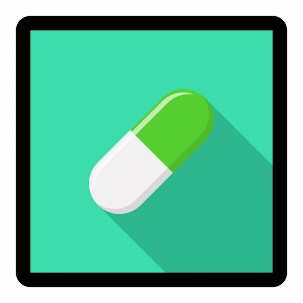 Πράσινο Χάπι Κάψουλα Ιατρική Σύμβολο Διάνυσμα Πράσινο Στυλ Σχέδιο Μαύρου — Διανυσματικό Αρχείο