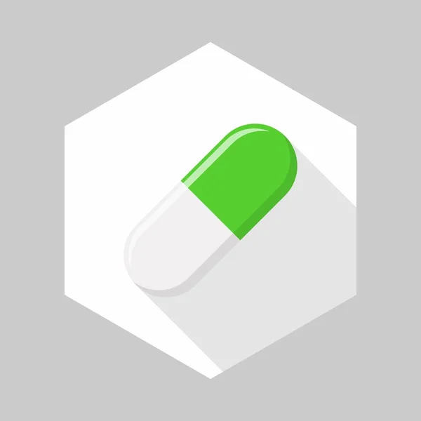 Grüne Pille Kapsel Medizin Vektormarkensymbole Grünen Stil Vereinzelte Symbole Flache — Stockvektor
