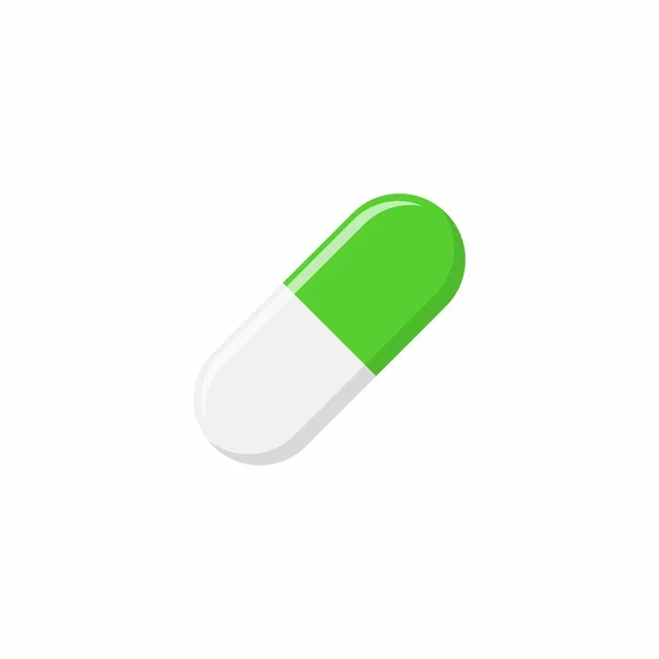 Grüne Pille Kapsel Medizin Vektormarkensymbole Grünen Stil Vereinzelte Symbole Flache — Stockvektor