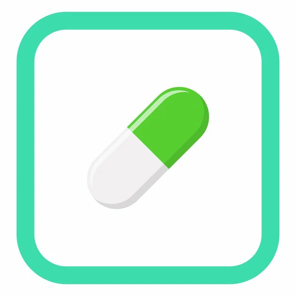 Cápsula Píldora Verde Medicina Símbolos Marca Vectores Estilo Verde Icono — Vector de stock