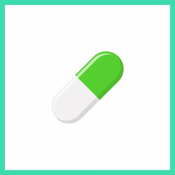 Yeşil Hap Kapsülü Ilaç Vektör Işareti Yeşil Stil Zole Edilmiş — Stok Vektör