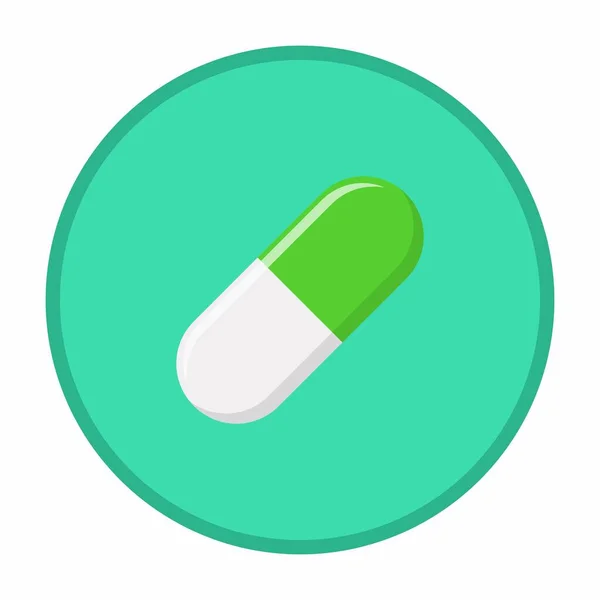 Pílula Verde Cápsula Medicina Símbolos Marca Vetorial Estilo Verde Ícone — Vetor de Stock