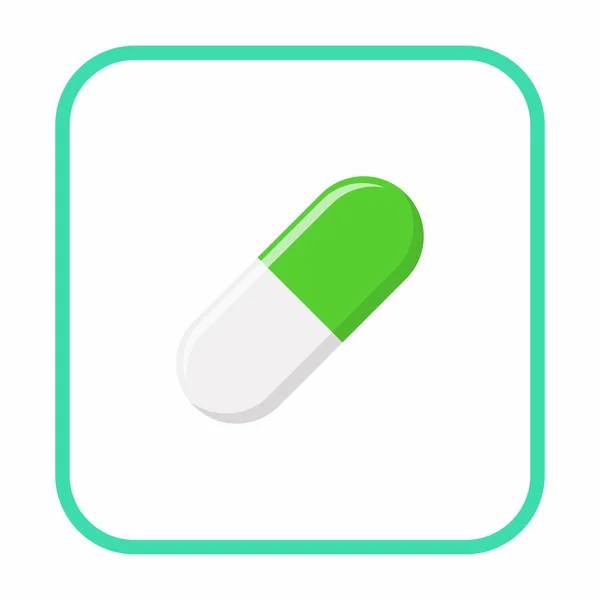 Πράσινο Χάπι Κάψουλα Ιατρική Σύμβολο Διάνυσμα Πράσινο Στυλ Μεμονωμένο Εικονίδιο — Διανυσματικό Αρχείο