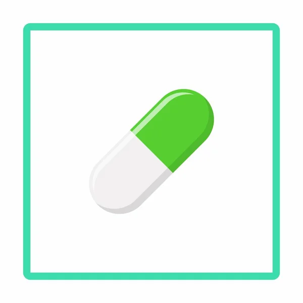 Green Pill Capsule Medicine Vector Mark Symbol Green Style 고립된 — 스톡 벡터
