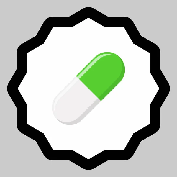 Green Pill Capsule Medicine Vector Mark Symbols Green Style Isolated — Stock Vector