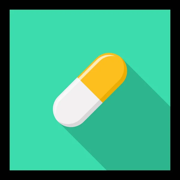 Pill Capsule Medicine Vector Mark Yellow Style 블랙스 트로크 디자인 — 스톡 벡터