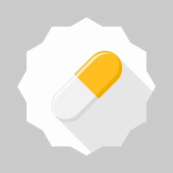 Sarı Hap Kapsülü Ilaç Vektör Işareti Sarı Stili Zole Edilmiş — Stok Vektör