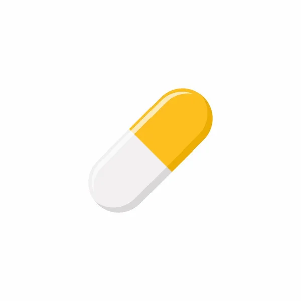 Sárga Kapszula Gyógyszer Vektor Jel Szimbólumok Sárga Stílus Elszigetelt Ikon — Stock Vector